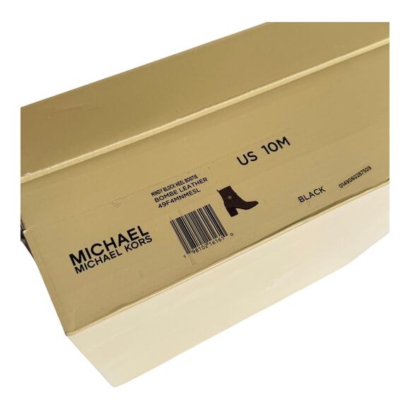 NEW Michael Kors Bombe Leather ANKLE BOOT Mindy Black Womens 10 Zip Shoe In Box - Picture 11 of 13